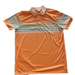 Puma Golf Orange White Stripe Polo Mens Sz Large Short Sleeve Shirt NWT MSRP $70